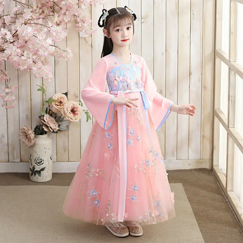 Y2022 Girls Tulle Han Dress Pink Mid-Length - Image 14