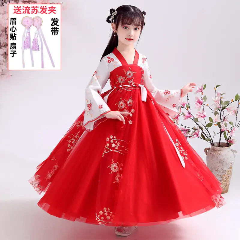 Y2022 Girls Tulle Han Dress Pink Mid-Length - Image 2