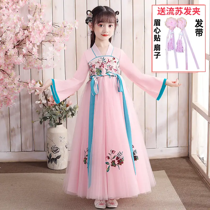Y2022 Girls Tulle Han Dress Pink Mid-Length - Image 3