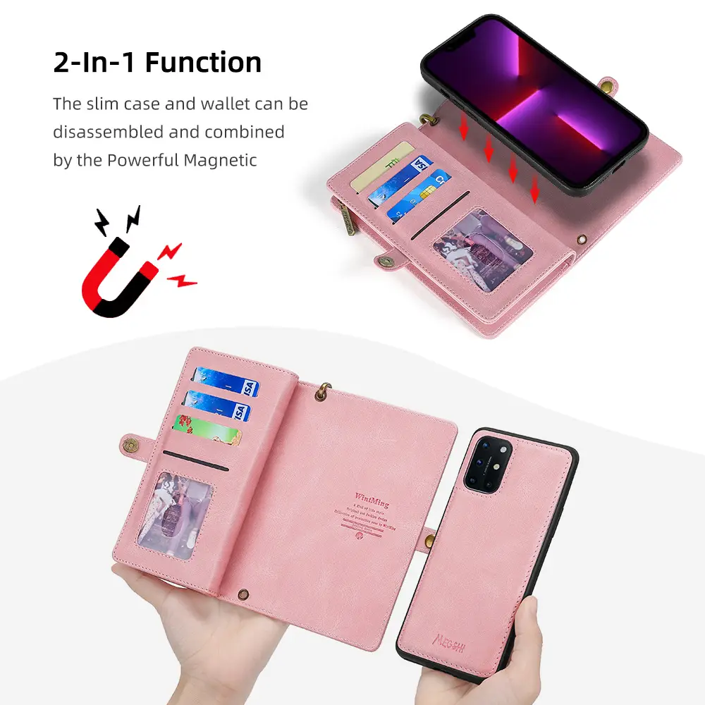 Apple iPhone16 Promax Leather Wallet Case Brown Black Red Pink - Image 7
