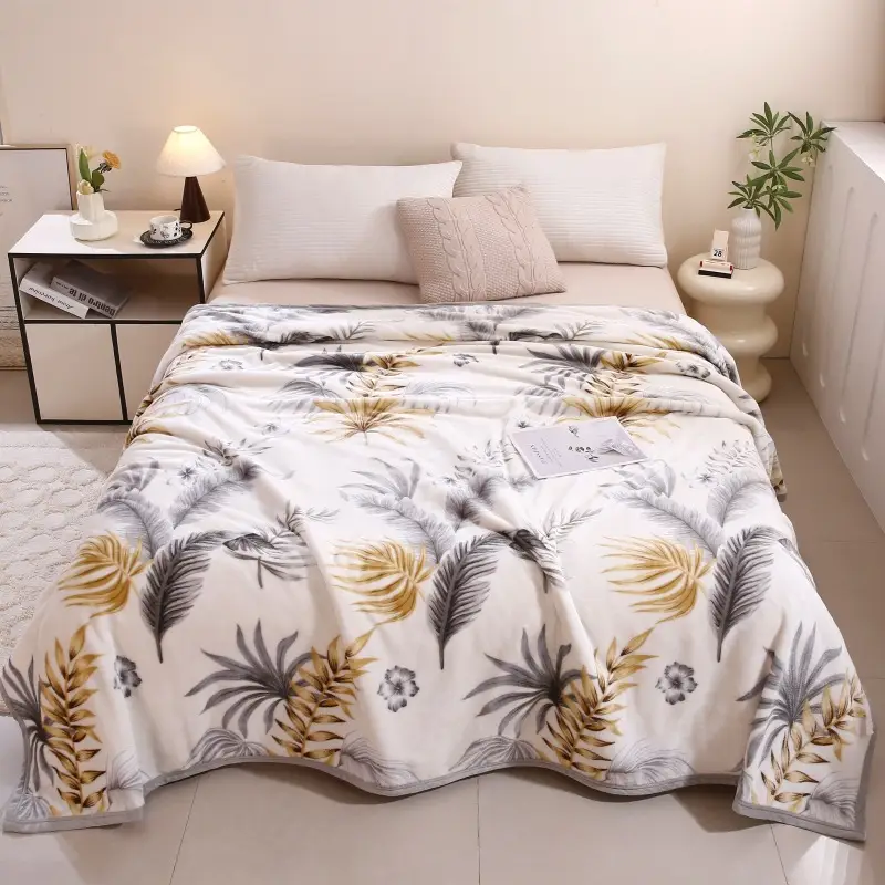Blue Flannel Blanket Set for Bed & Gift Box - Image 2