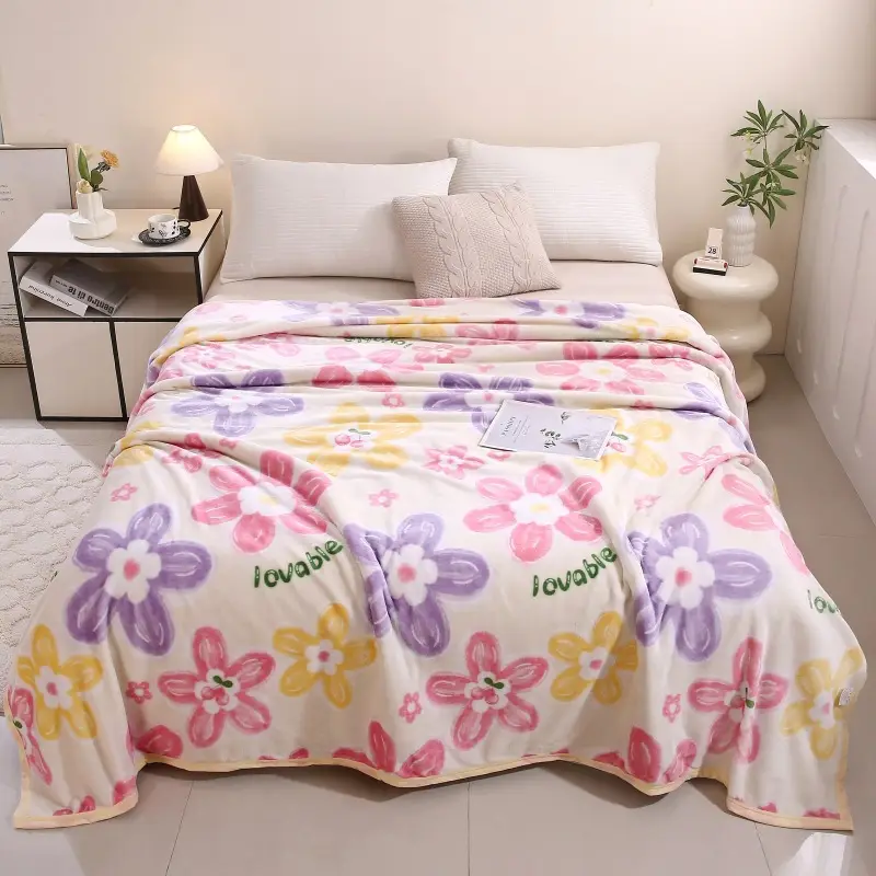 Blue Flannel Blanket Set for Bed & Gift Box - Image 3