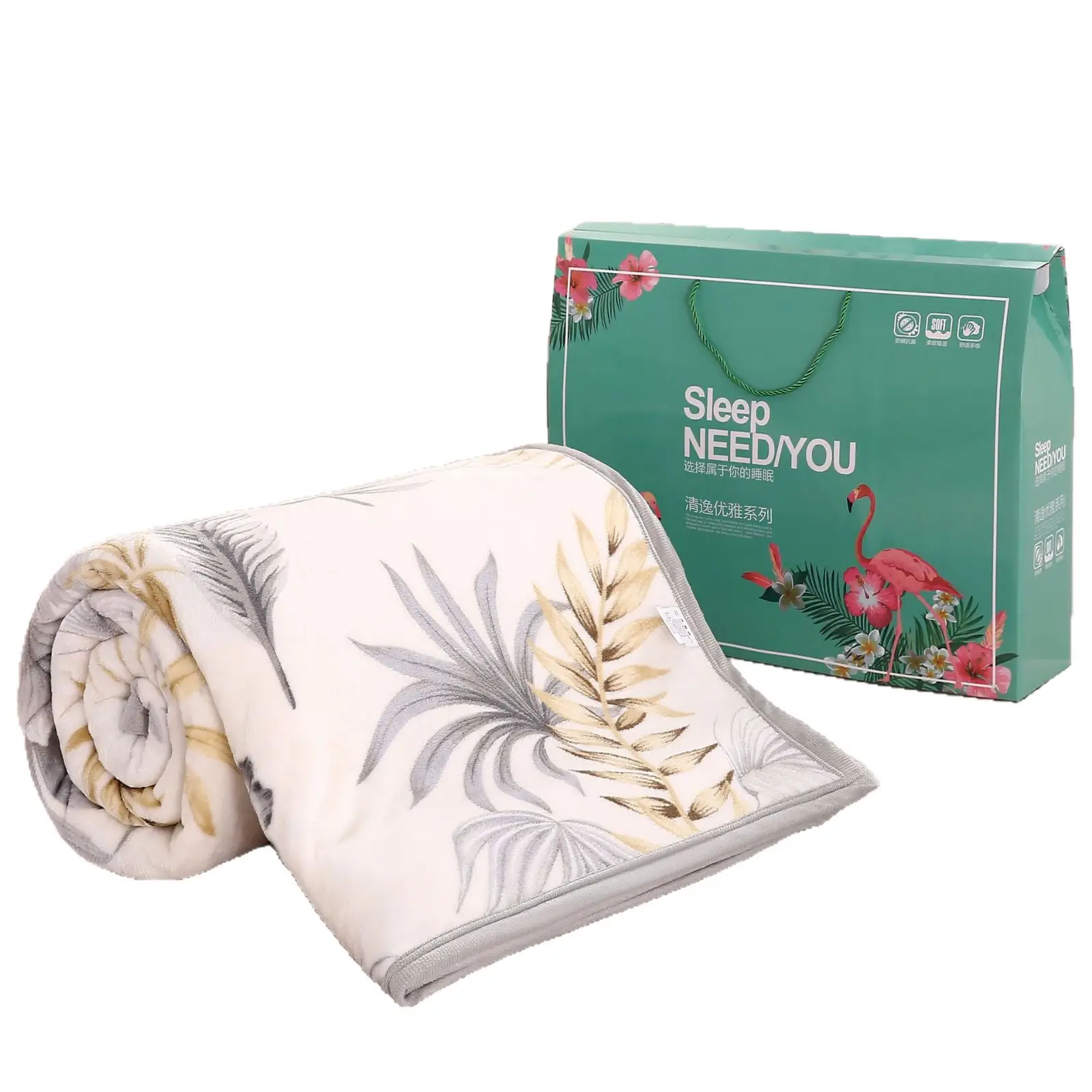 Blue Flannel Blanket Set for Bed & Gift Box - Image 21