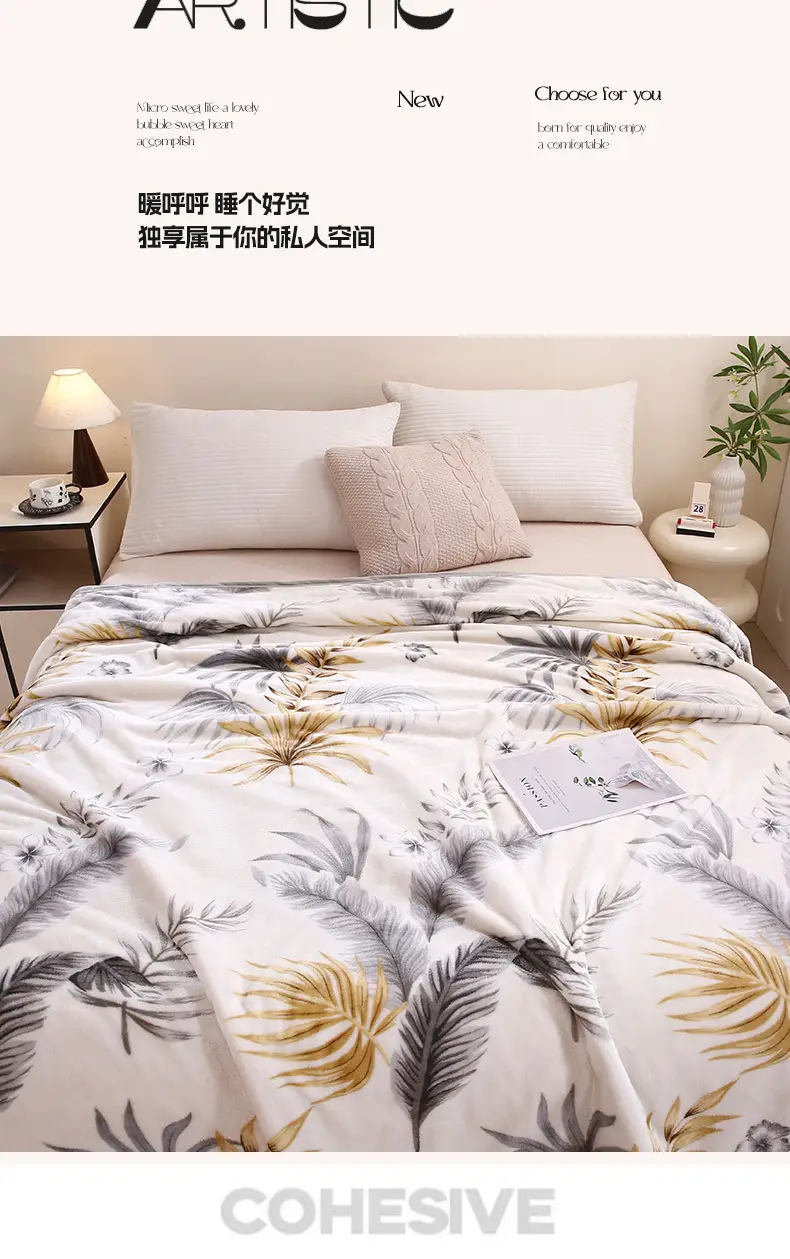 Blue Flannel Blanket Set for Bed & Gift Box — feature 9