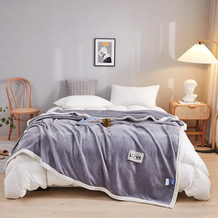 Blue Flannel Blanket Set for Bed & Gift Box - Image 17
