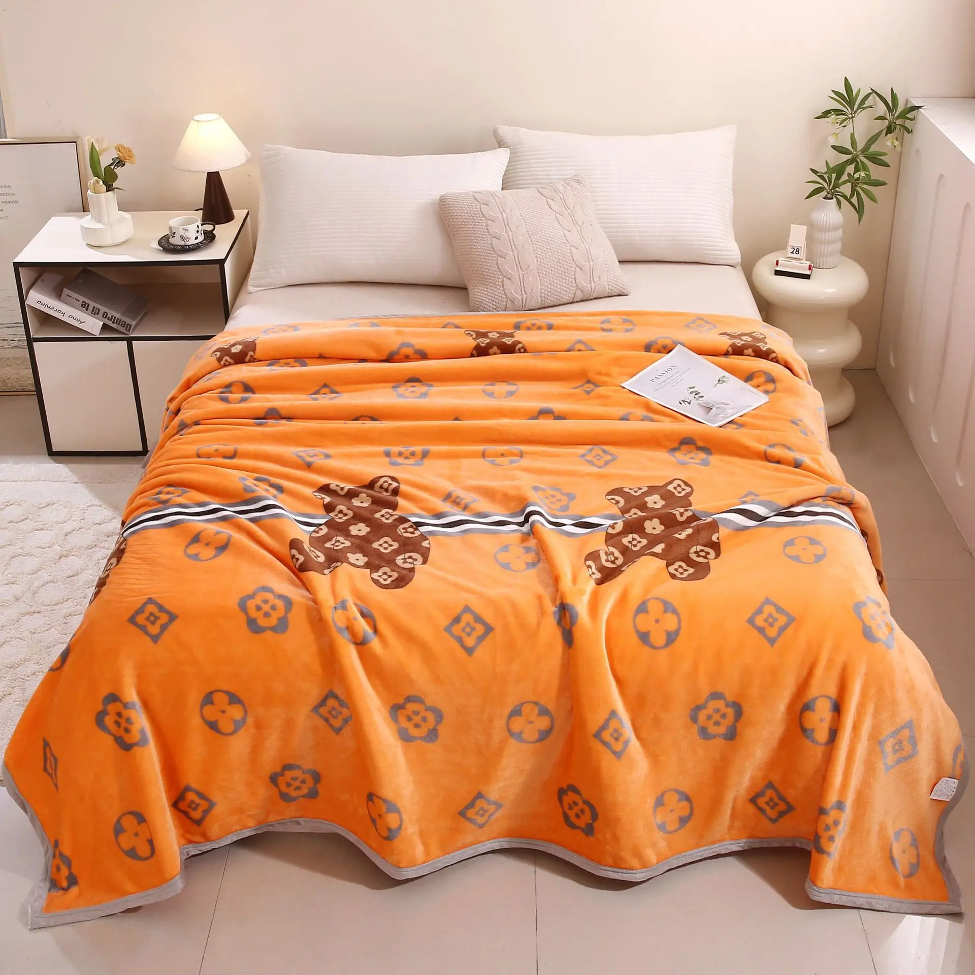 Blue Flannel Blanket Set for Bed & Gift Box - Image 5
