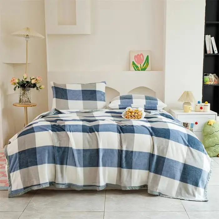 Blue Flannel Blanket Set for Bed & Gift Box - Image 6