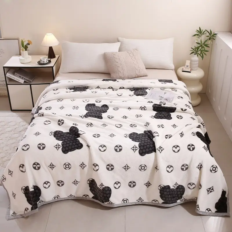 Blue Flannel Blanket Set for Bed & Gift Box - Image 8