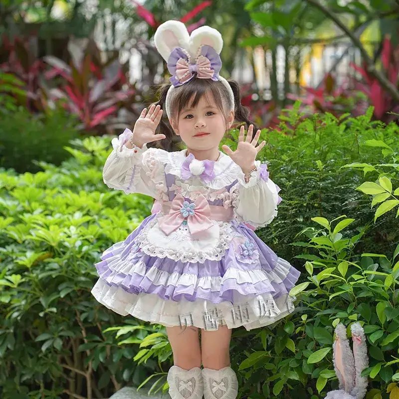 Girls Bunny Head Dress Purple Lace Tutu Skirt - Image 4