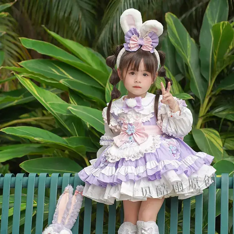 Girls Bunny Head Dress Purple Lace Tutu Skirt - Image 5