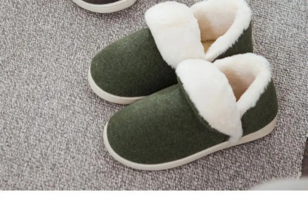 Winter Children's cotton slippers non-slip cotton-padded shoes for middle and big children's home student bedroom warm plush shoes for boys and girls — feature 14