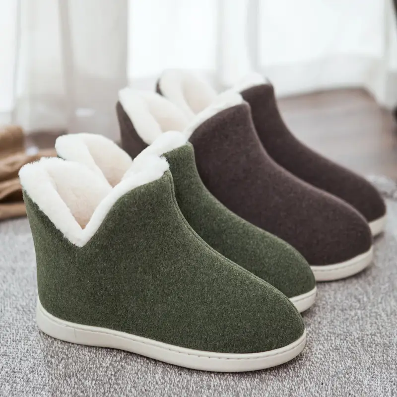 Winter Children's cotton slippers non-slip cotton-padded shoes for middle and big children's home student bedroom warm plush shoes for boys and girls — feature 16