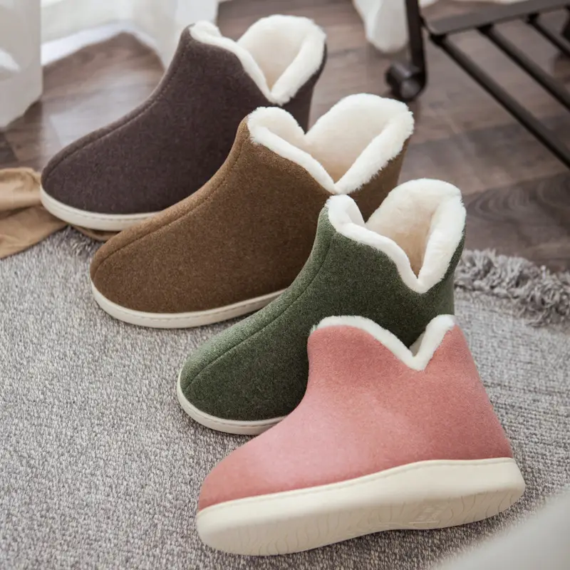 Winter Children's cotton slippers non-slip cotton-padded shoes for middle and big children's home student bedroom warm plush shoes for boys and girls — feature 2
