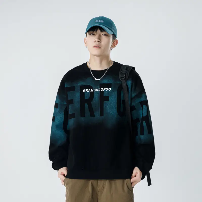 Kun Haipeng Printed Sweatshirt Black Blue Graphic Men - Image 3