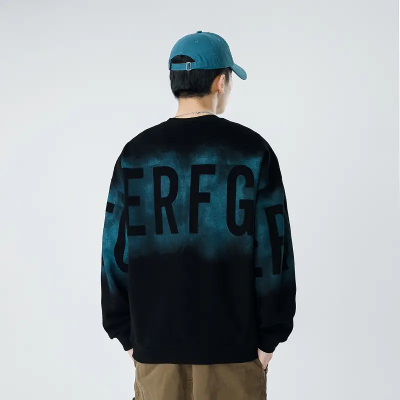 Kun Haipeng Printed Sweatshirt Black Blue Graphic Men - Image 5