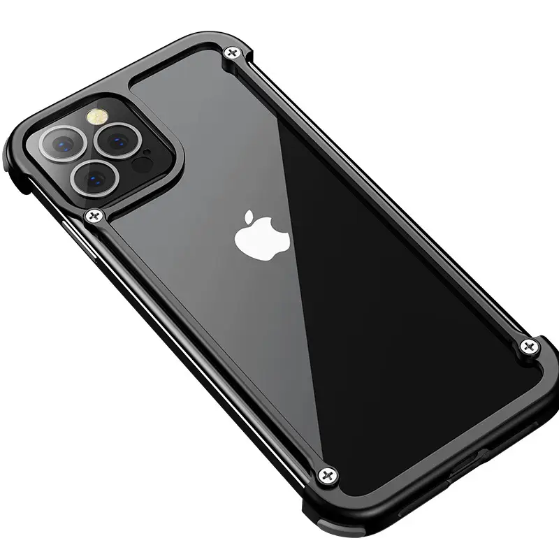 Anti-Fall Protective iPhone Phone Case Metal Frame Black - Image 7
