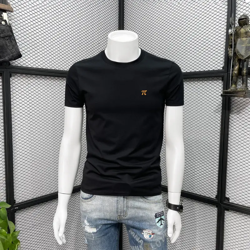 Men Black Slim Fit T-Shirt 2024 Summer Casual - Image 6