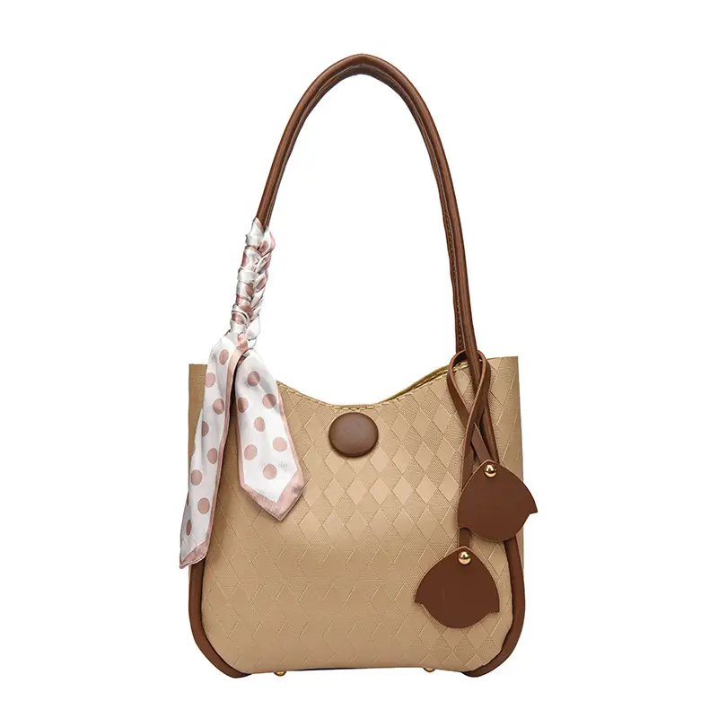 Women's PU Leather Woven Shoulder Bag Tan - Image 9