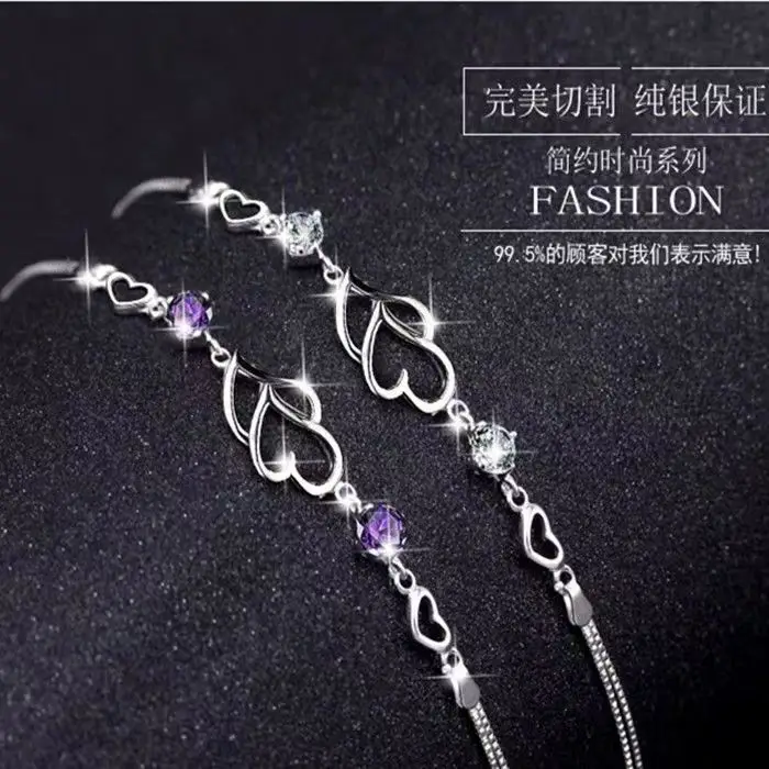 Double Heart Bracelet Silver Korean Fashion Wholesale - Image 5