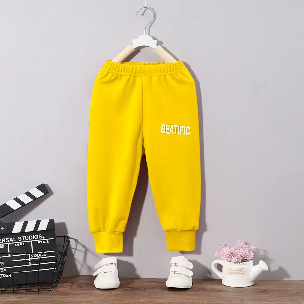 Girls Grey Letter Print Sweatpants Spring Autumn - Image 7