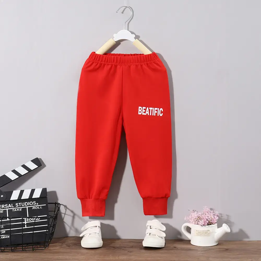 Girls Grey Letter Print Sweatpants Spring Autumn - Image 8