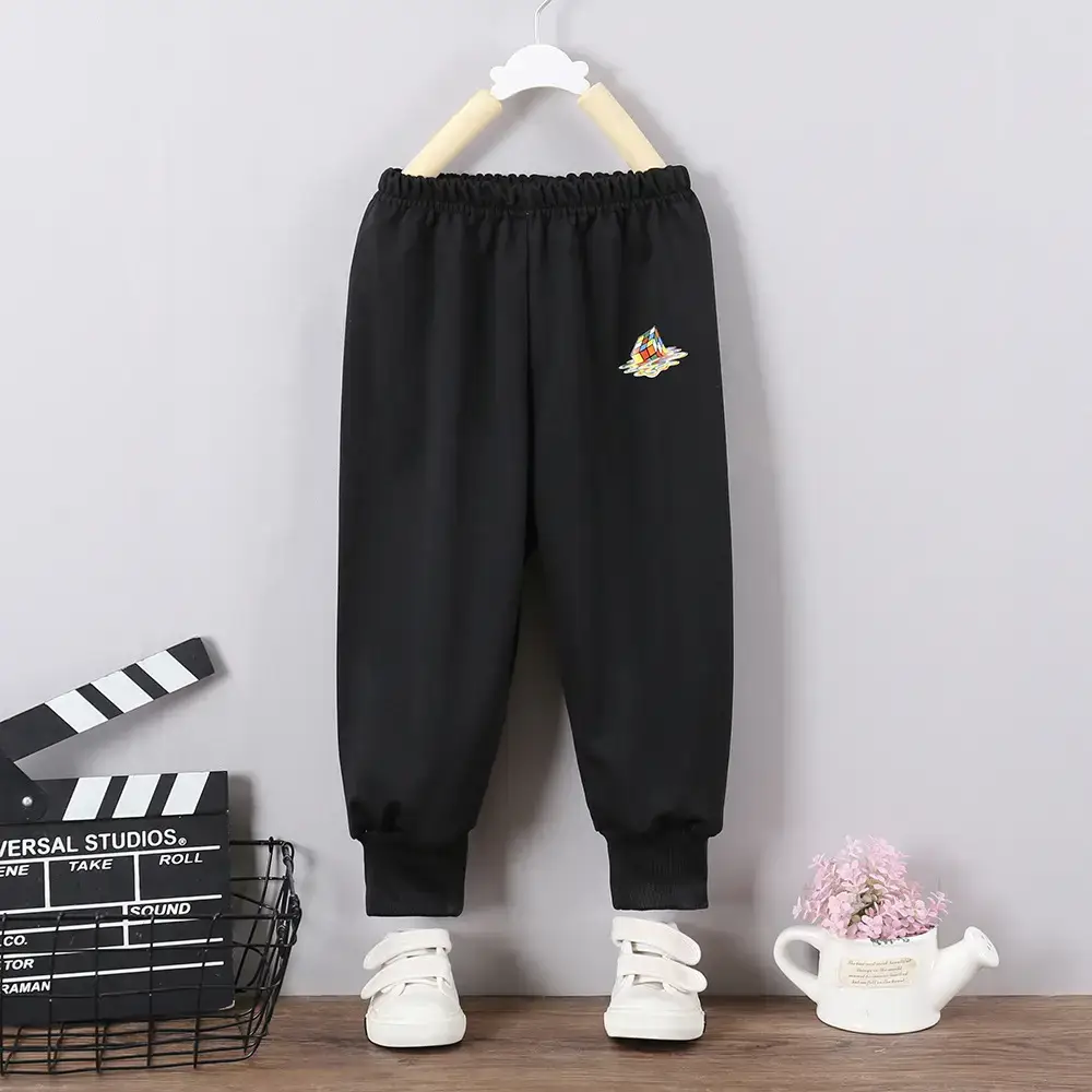 Girls Grey Letter Print Sweatpants Spring Autumn - Image 2