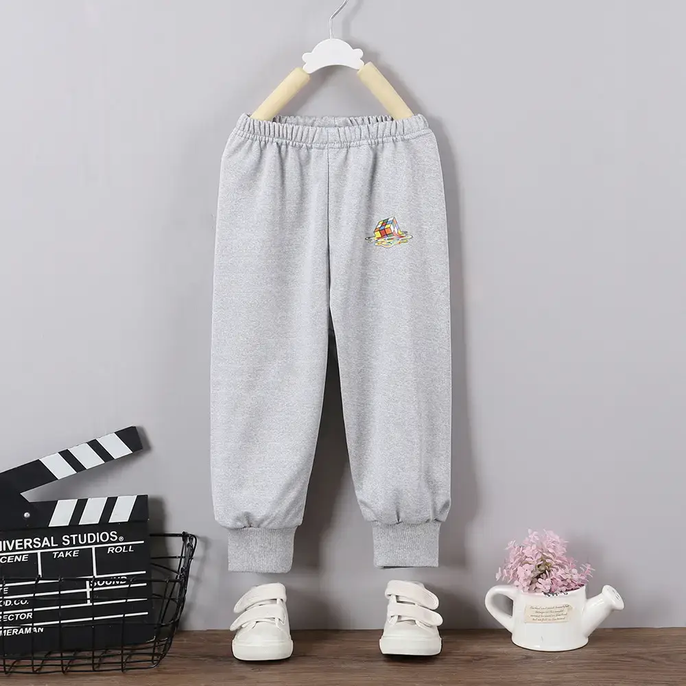 Girls Grey Letter Print Sweatpants Spring Autumn - Image 3