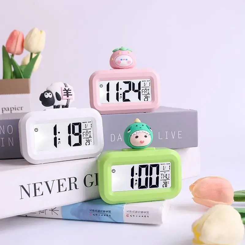 Pink Cartoon Alarm Clock with Multi-Function Timer - Image 10