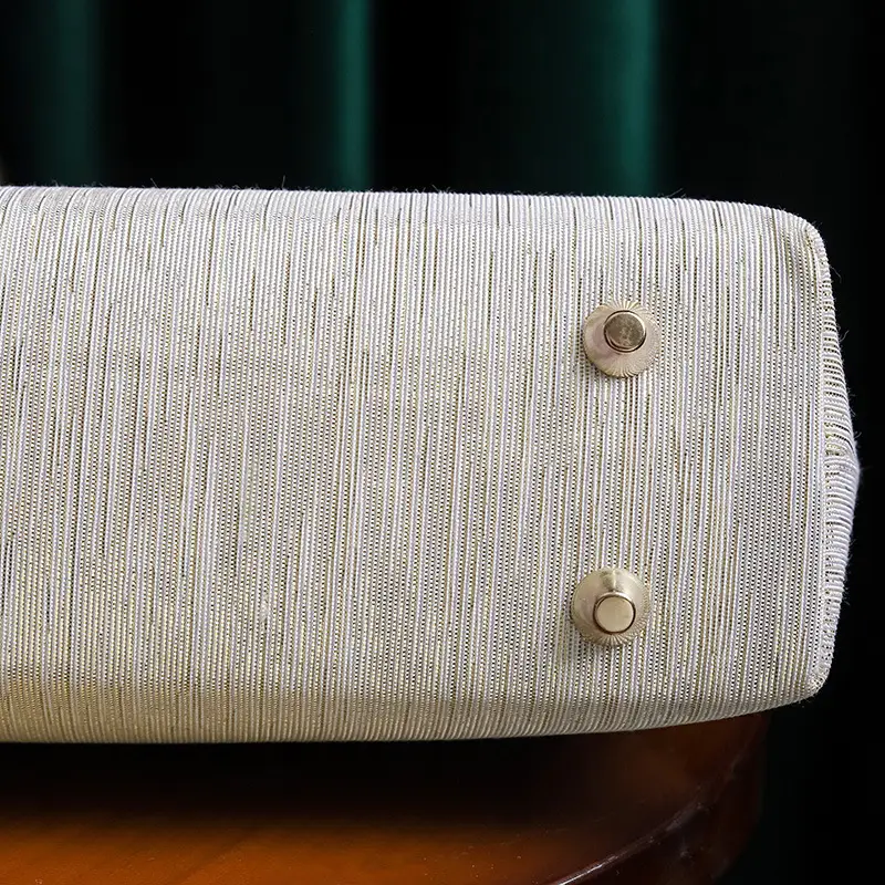 Antique Pearl Handbag with Metal Chain & Gold Plated Clutch