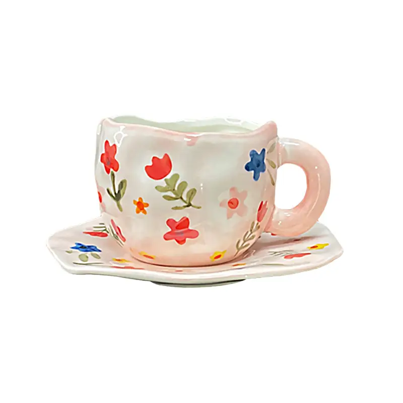 Blue Heart Design Ceramic Coffee Cup & Saucer Set 300ml - Image 20