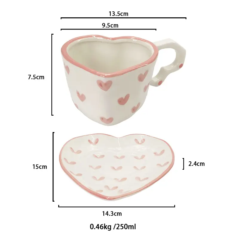 Pink love cup and saucer 250ml