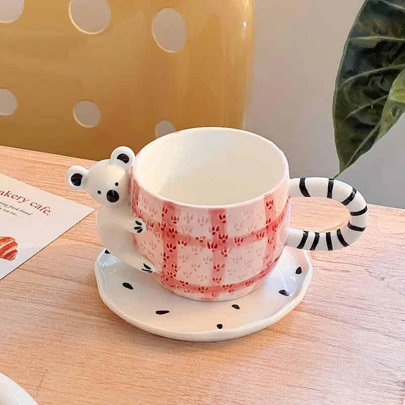 Blue Heart Design Ceramic Coffee Cup & Saucer Set 300ml - Image 14