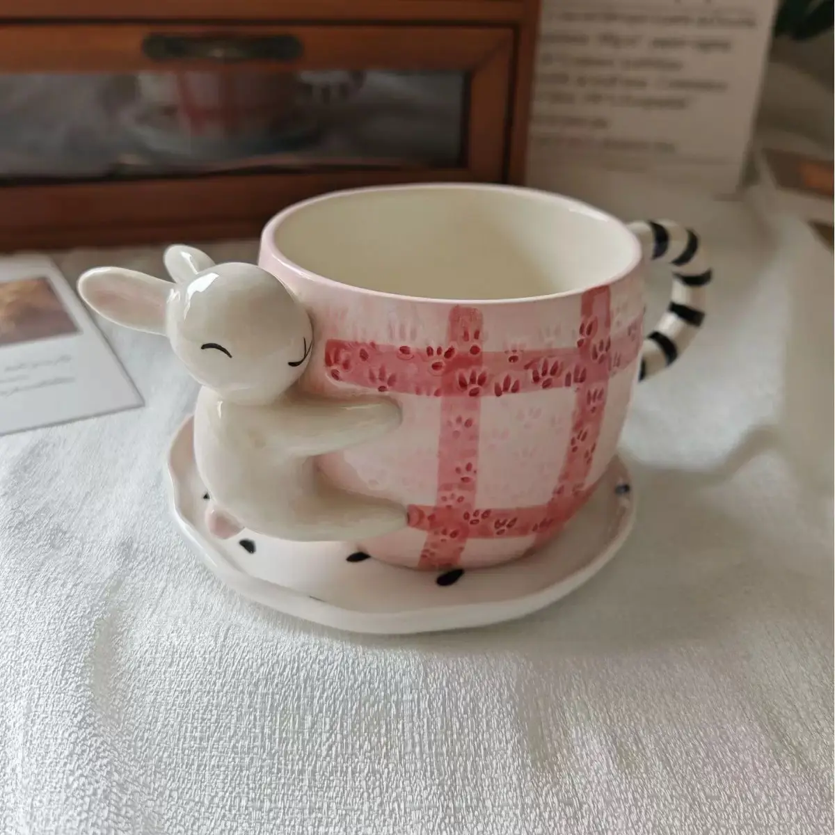Blue Heart Design Ceramic Coffee Cup & Saucer Set 300ml - Image 15