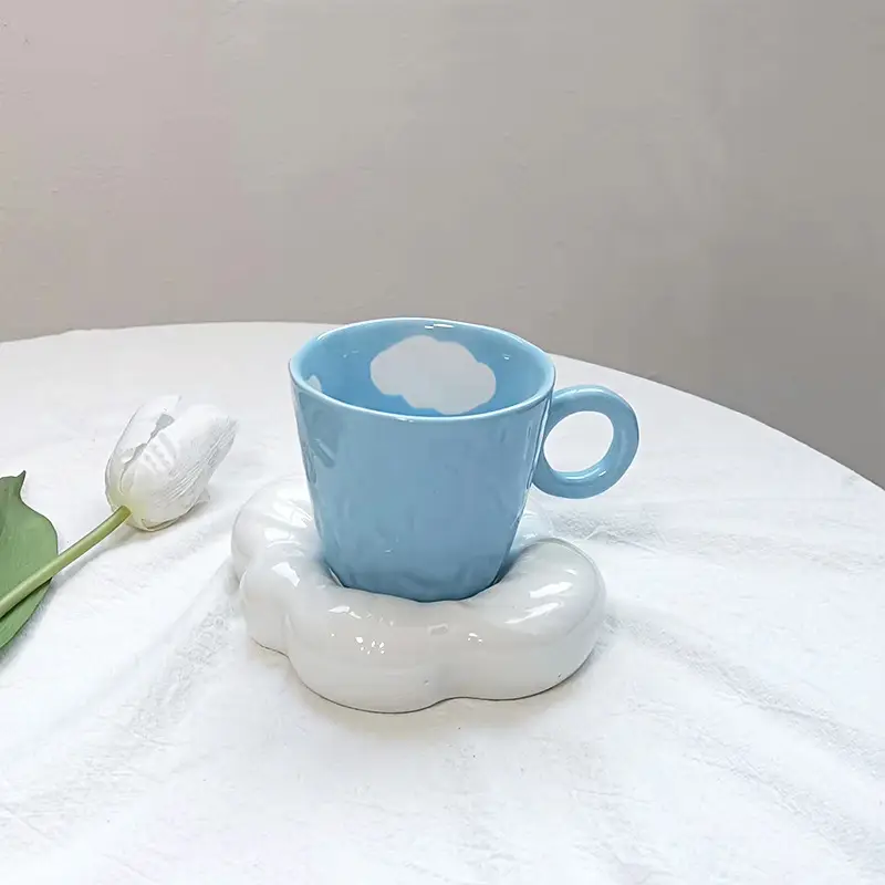 Blue Sky Clouds Pillow Cup and Saucer