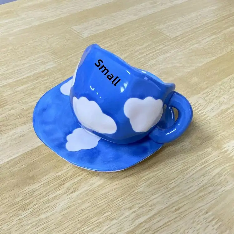 Blue Heart Design Ceramic Coffee Cup & Saucer Set 300ml - Image 7