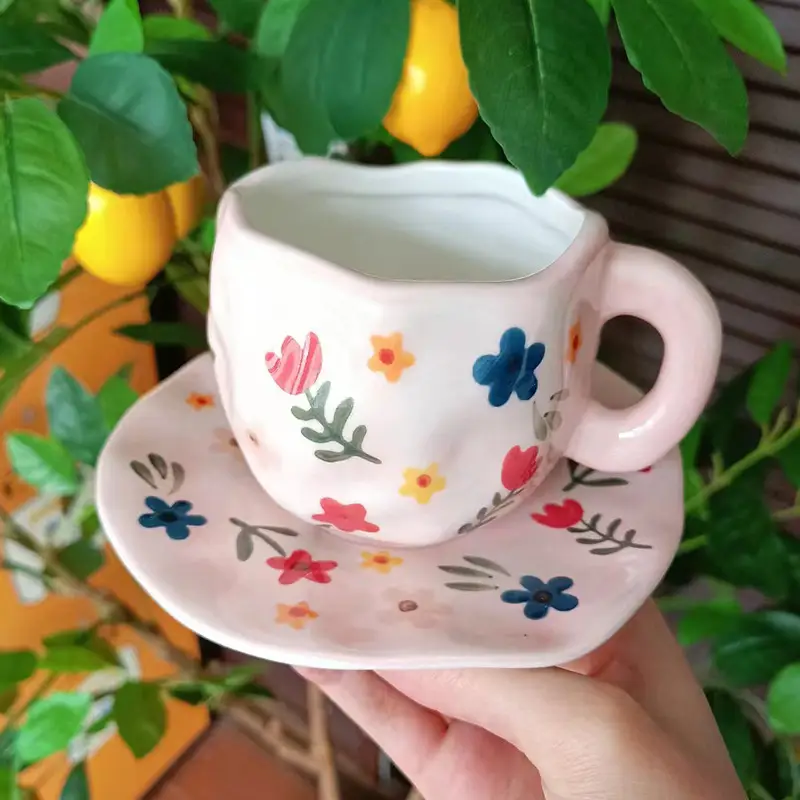 Blue Heart Design Ceramic Coffee Cup & Saucer Set 300ml - Image 9