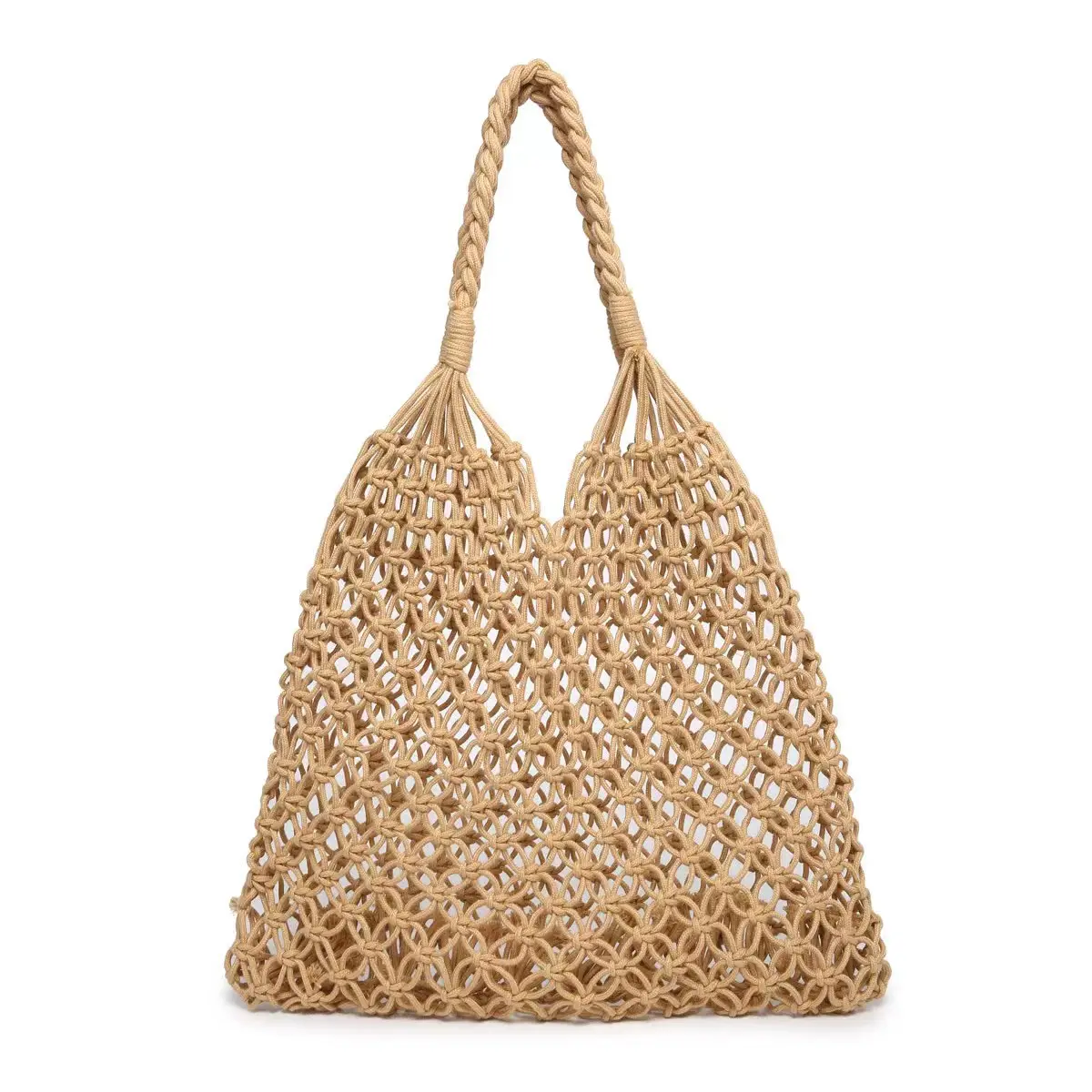 White Handmade Rope Straw Shoulder Bag - Image 4