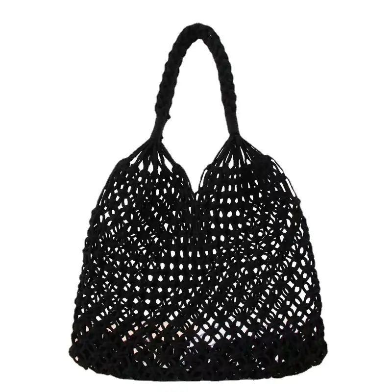 White Handmade Rope Straw Shoulder Bag - Image 6