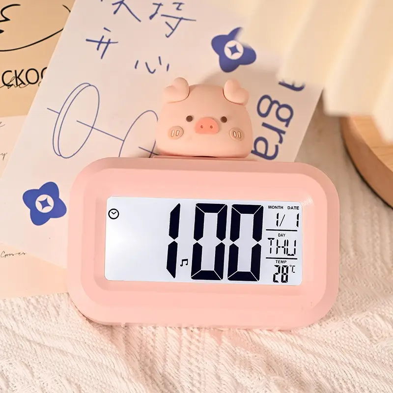 Cute Pink Pig Design Alarm Clock for Kids
