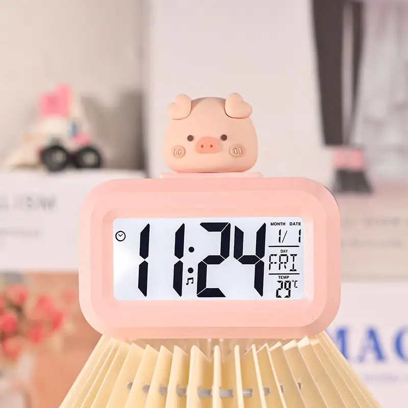 Cute Pink Pig Design Alarm Clock for Kids