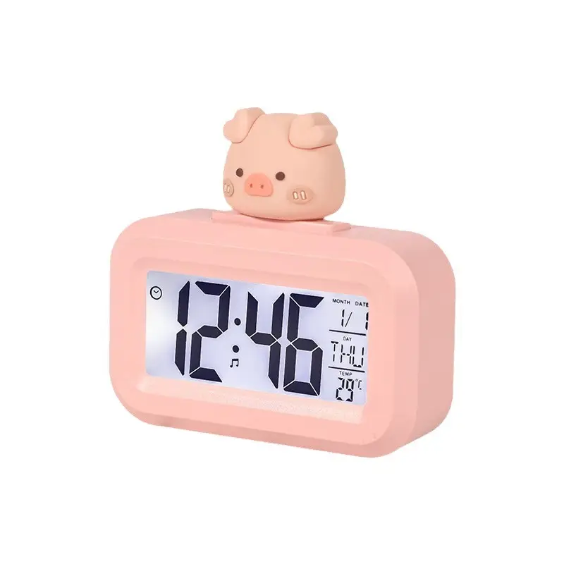 Cute Pink Pig Design Alarm Clock for Kids