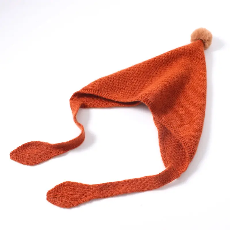 Children's Warm Yellow Wool Hat with Pom Pom - Image 5