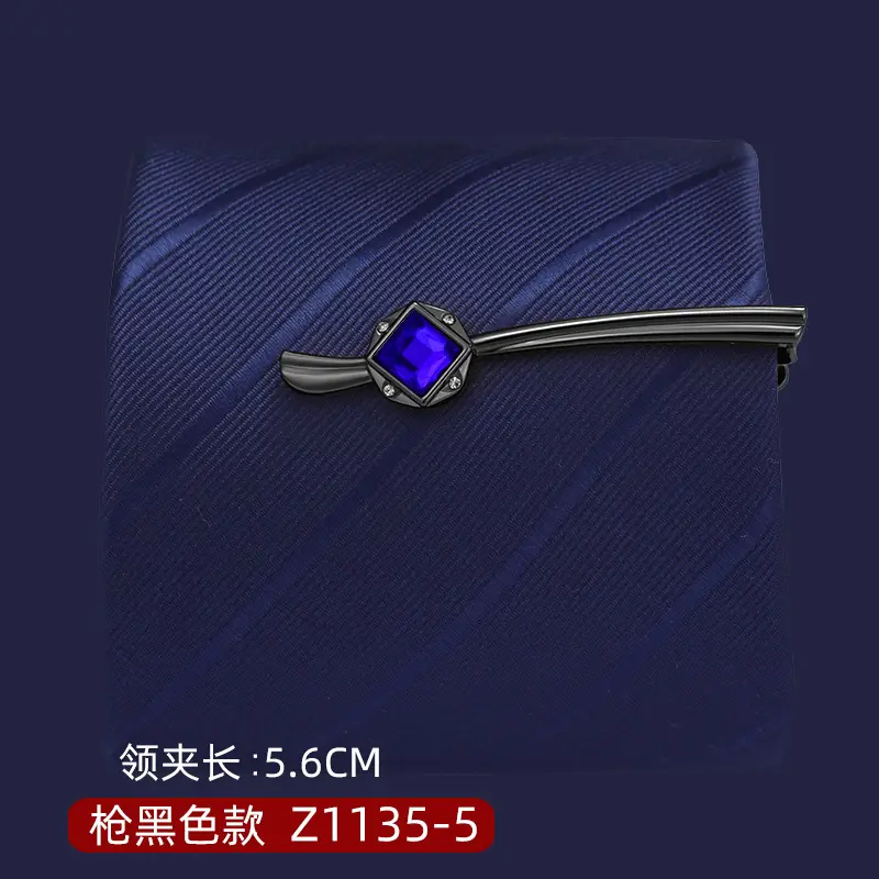 Silver Tie Clip with Blue Gemstone 5.6cm Laser - Image 28