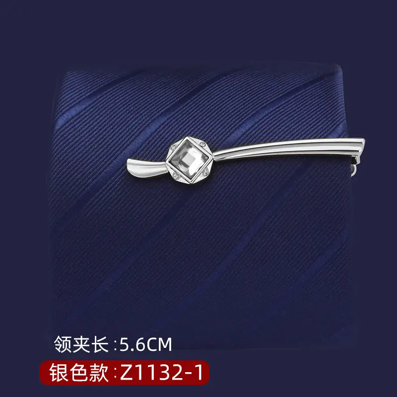 Silver Tie Clip with Blue Gemstone 5.6cm Laser - Image 15