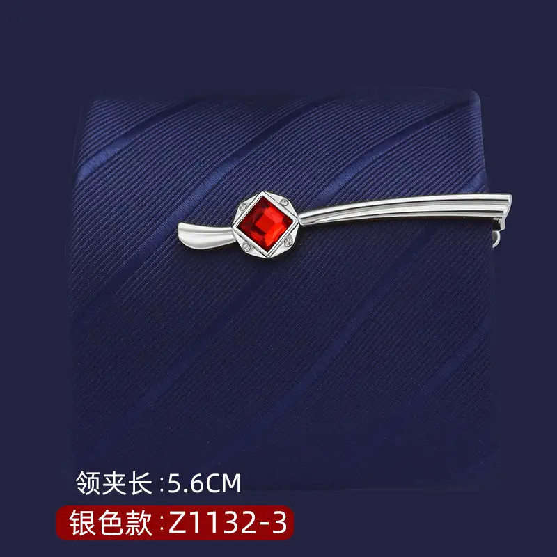 Silver Tie Clip with Blue Gemstone 5.6cm Laser - Image 17