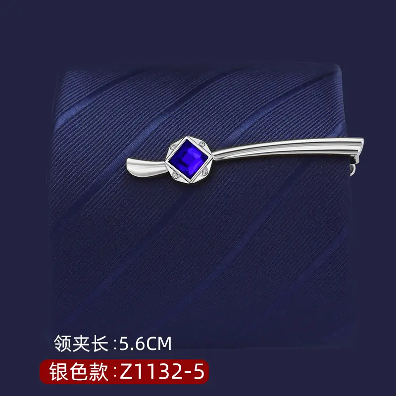 Silver Tie Clip with Blue Gemstone 5.6cm Laser - Image 18