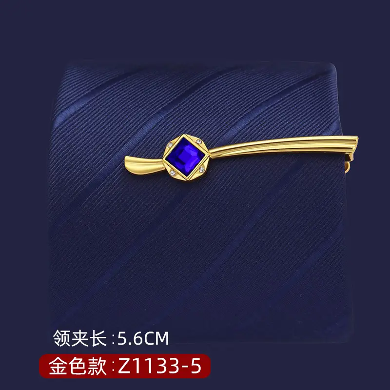 Silver Tie Clip with Blue Gemstone 5.6cm Laser - Image 23
