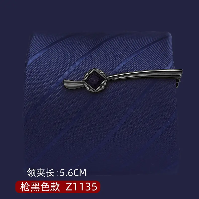 Silver Tie Clip with Blue Gemstone 5.6cm Laser - Image 24