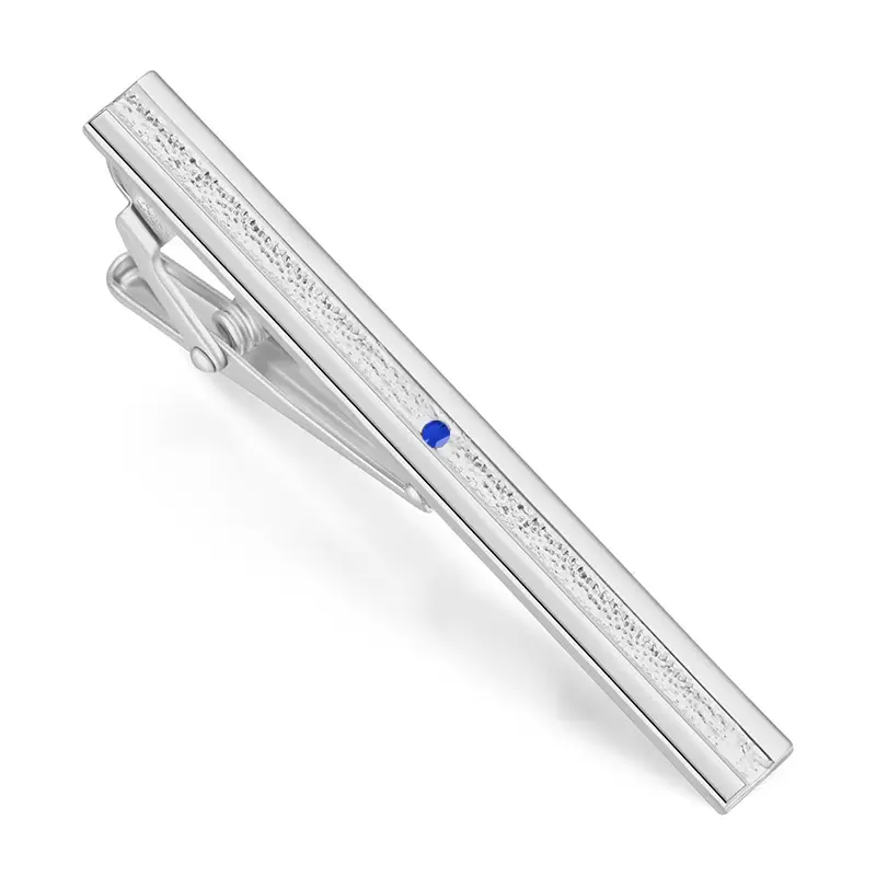 Silver Tie Clip with Blue Gemstone 5.6cm Laser - Image 52