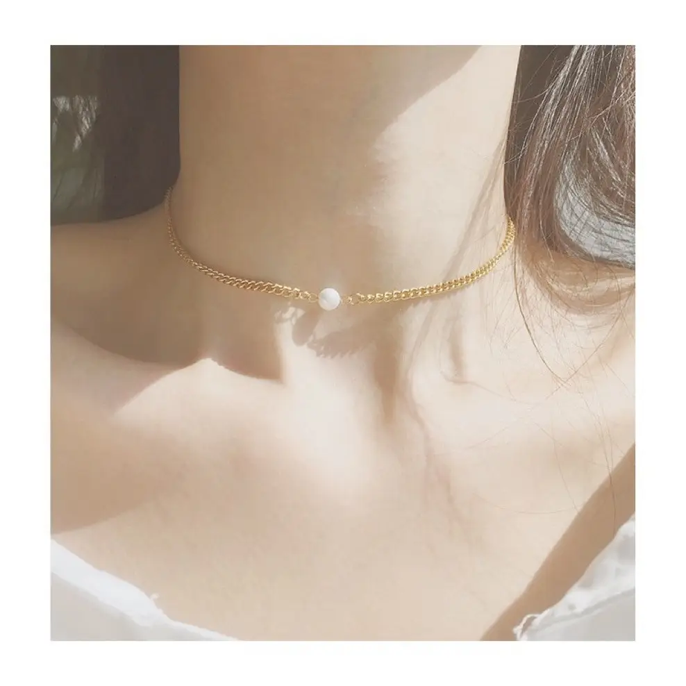 Natural Freshwater Pearl Necklace Single Elegant Gold Chain - Image 4